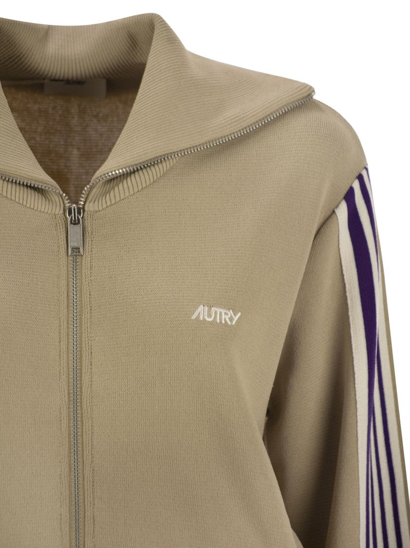 Autry Knitted Tennis-Style Zip Sweatshirt