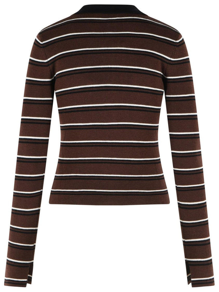 Ganni Brown Wool Polo Shirt