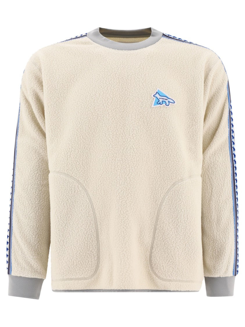 And Wander Textured Fleece Sweater With Contrasting Accents