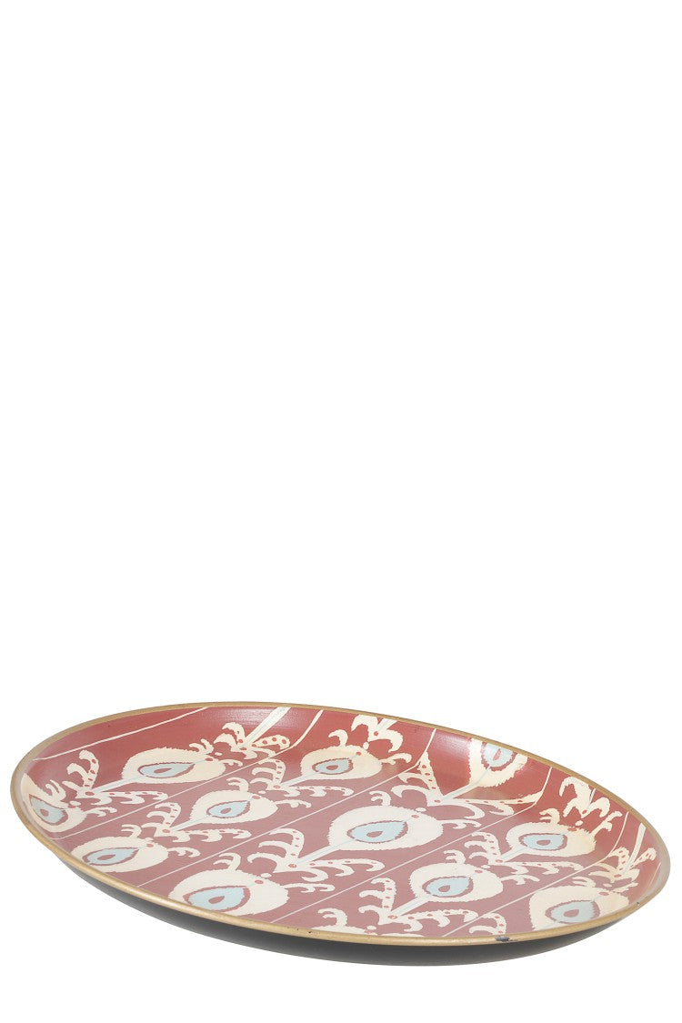 Les Ottomans Les Ottomans Orange And Light Blue Handpainted Iron Tray