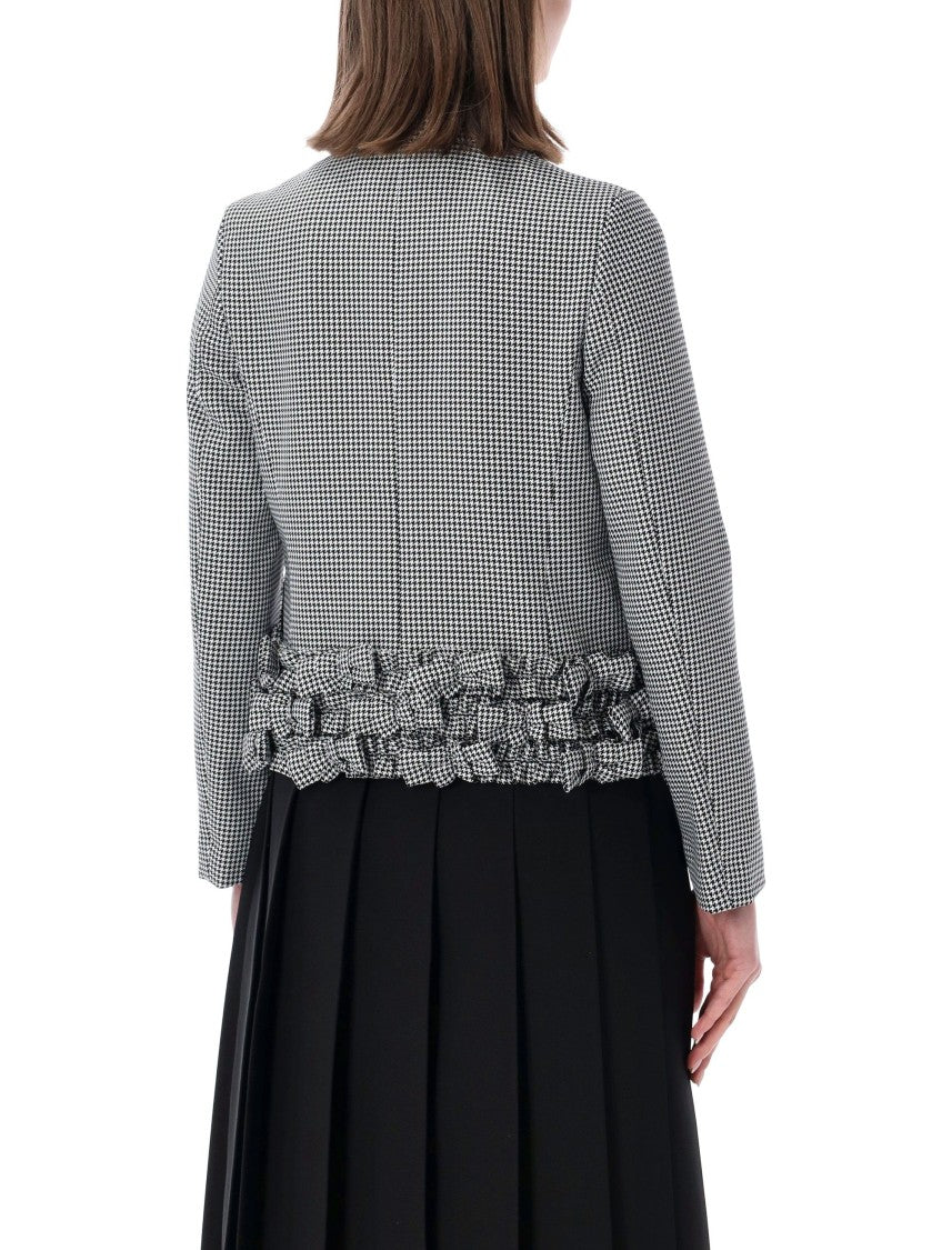 Comme Des Garçons Houndstooth Structured Hem Bows Jacket