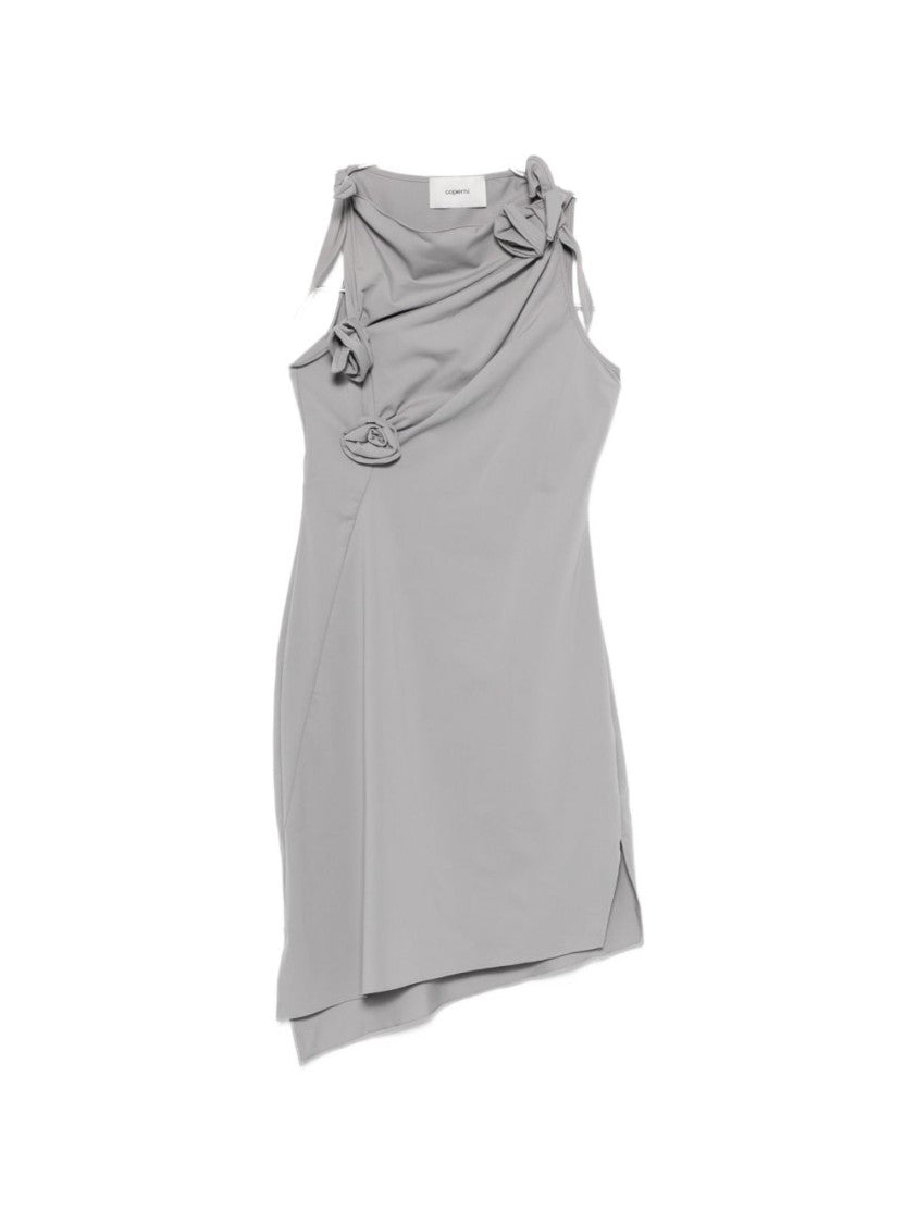 Coperni Grey Bow Detail Cutout Asymmetric Dress