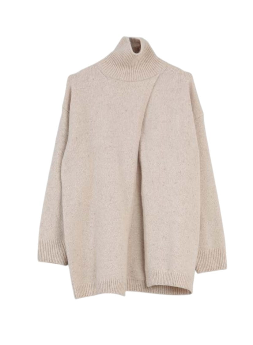 Max Mara Asymmetrical Long-Sleeved Sweater With Ribbed Neckline