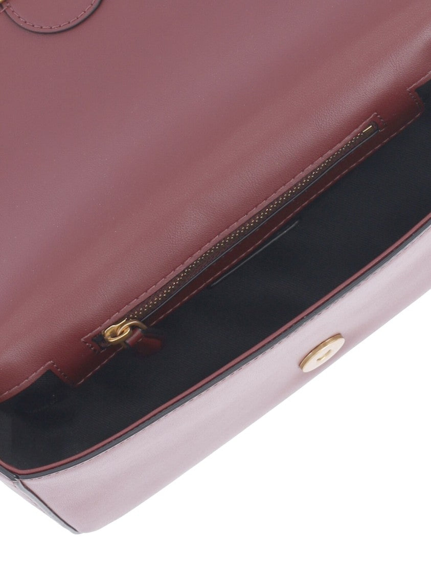 Pinko Bordeaux Love One Calfskin Shoulder Bag