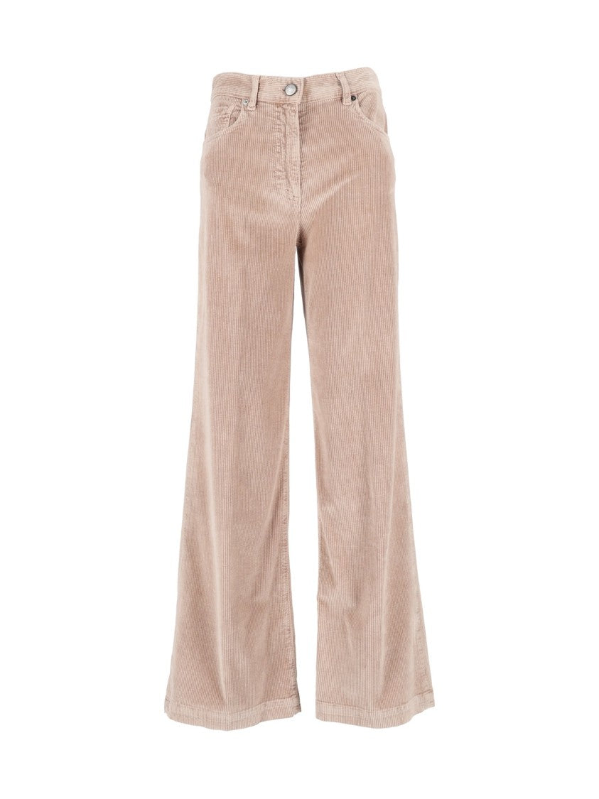 Peserico Five-Pocket High-Waist Wide-Leg Pants