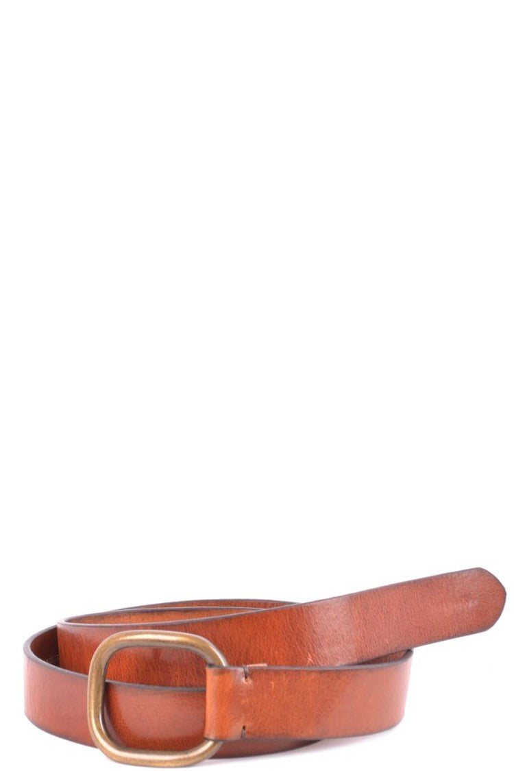 Dsquared2 Brown Slim Leather Brass Buckle Belt