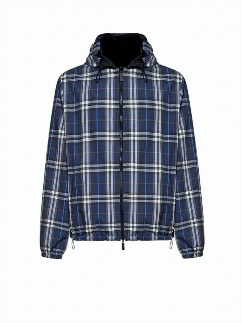 Burberry Checkered Lightweight Jacket With Drawstring Hood