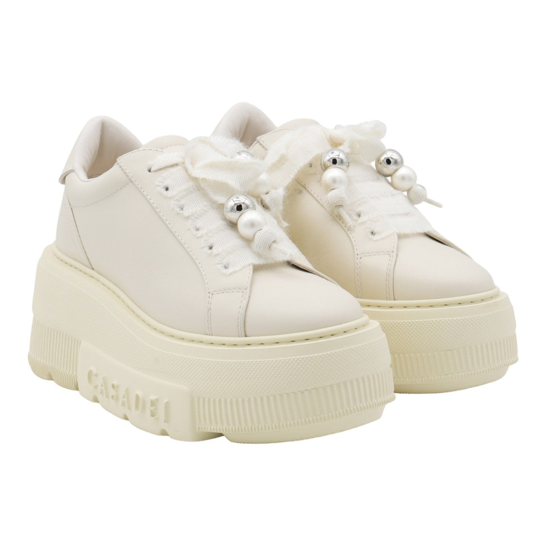 Casadei Platform Sneakers With Sole And Embellished Laces