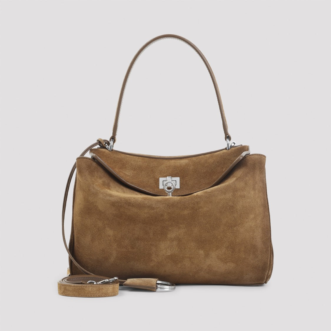 Balenciaga Structured Suede Leather Handbag
