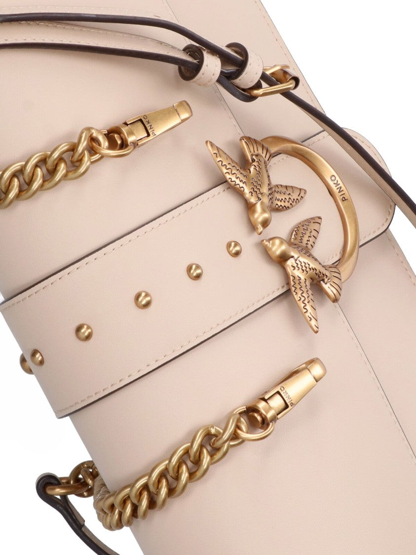 Pinko Structured Beige Handbag With Versatile Carrying Options