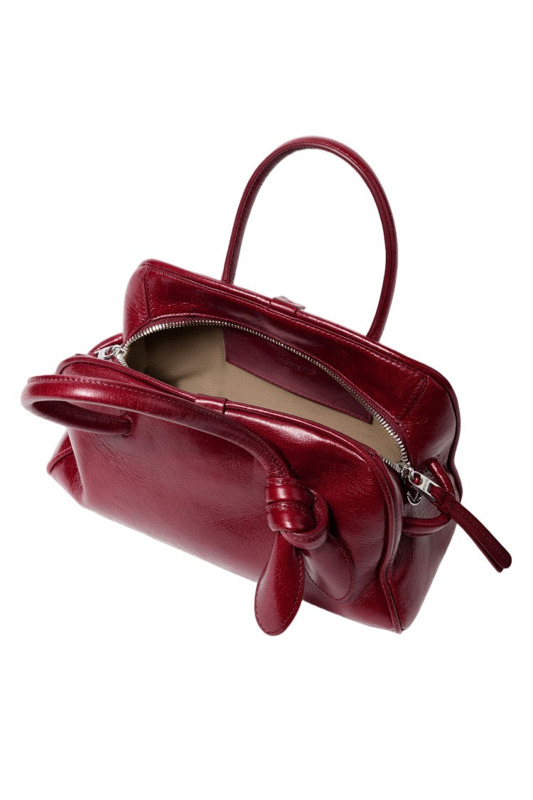 Jacquemus Glossy Structured Mini Bowling Bag With Bow Detail