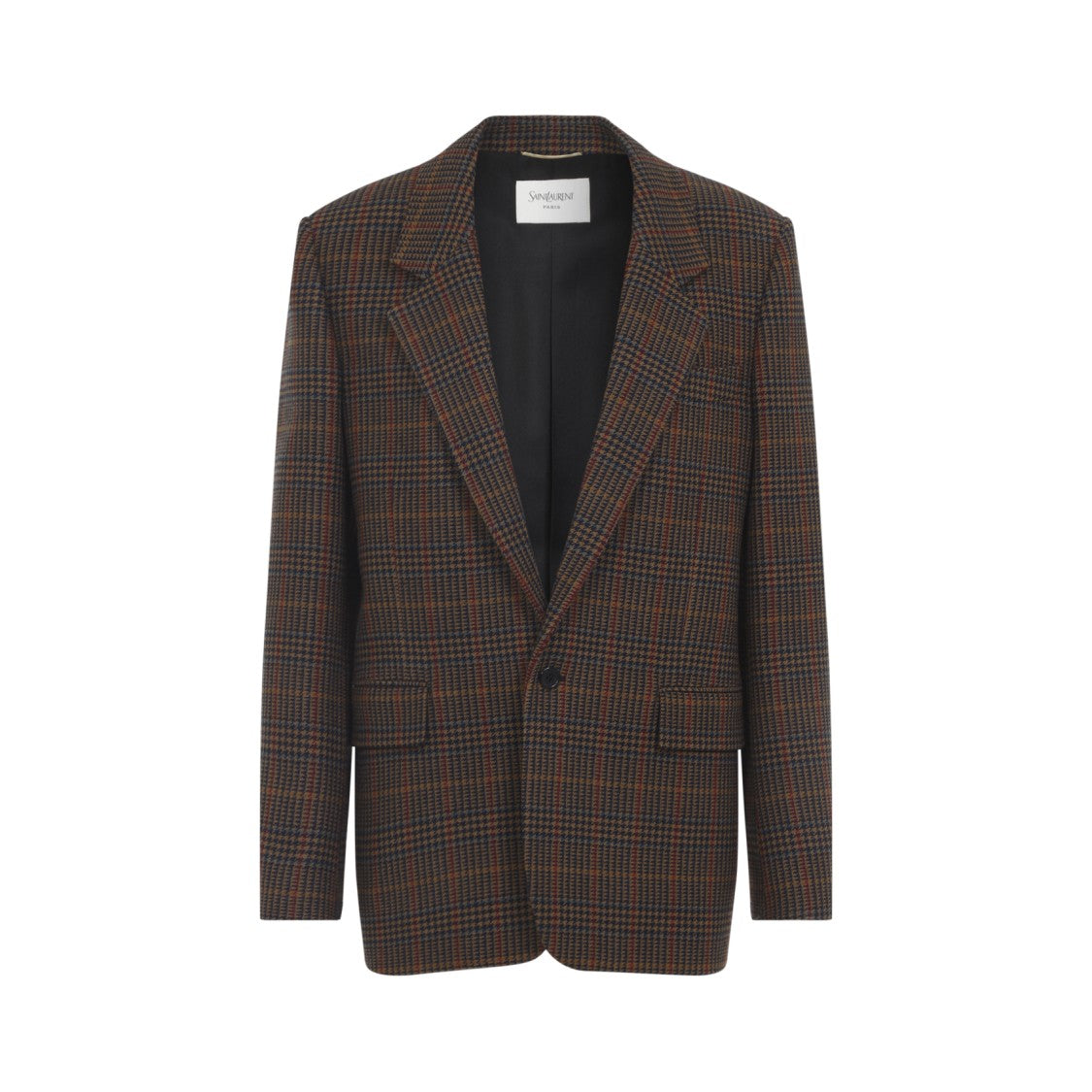 Saint Laurent Tailored Wool Blazer With Classic Checkered Pattern