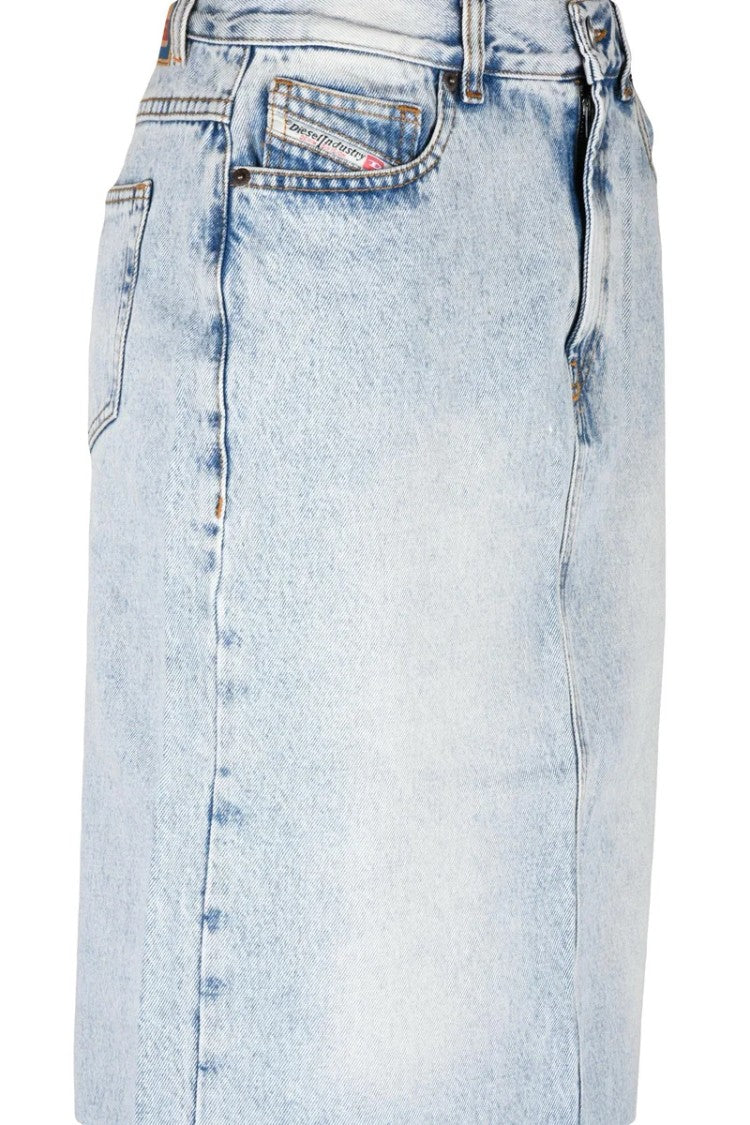 Diesel Blue Cotton Women's Denim Midi Skirt