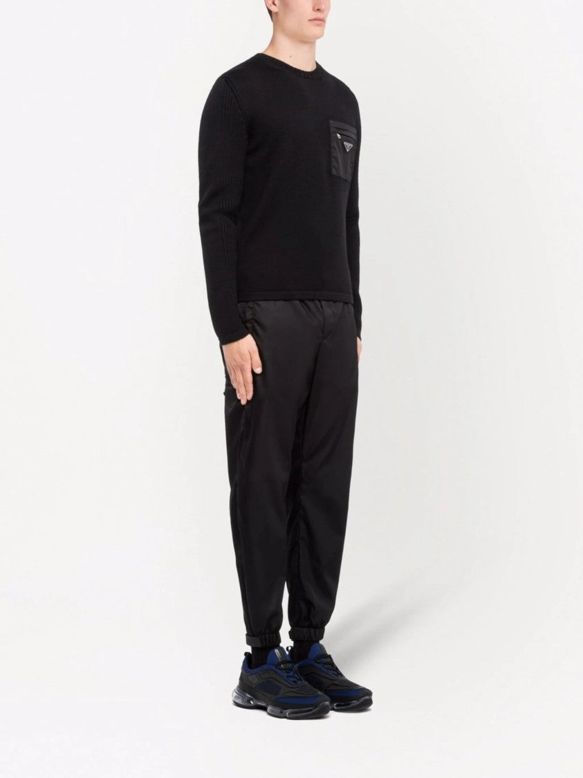 Prada Wool Ribbed Patch Pocket Sweater