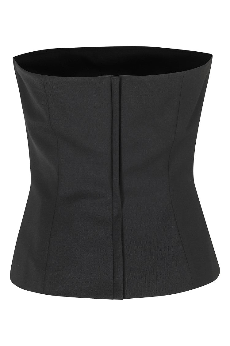 Federica Tosi Black Structured Wool-Blend Bustier Top