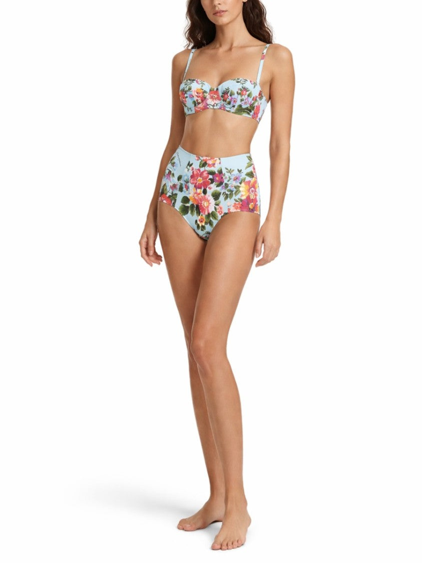 Dolce & Gabbana Light Blue Polyamide Floral Swimsuit
