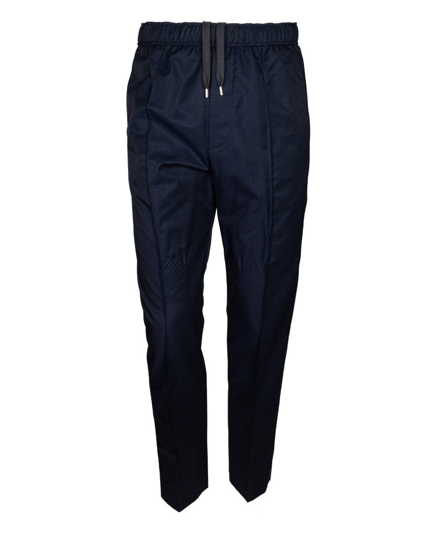Lanvin Blue Cotton Trousers With Elastic Waist