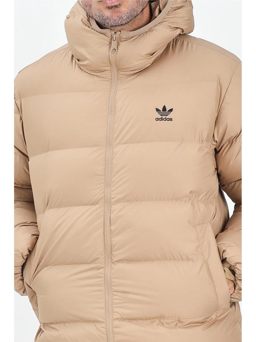 Adidas Beige Hooded Padded Polyester Down Jacket
