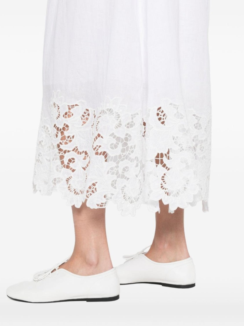Max Mara White Lace Hem Strapless Dress