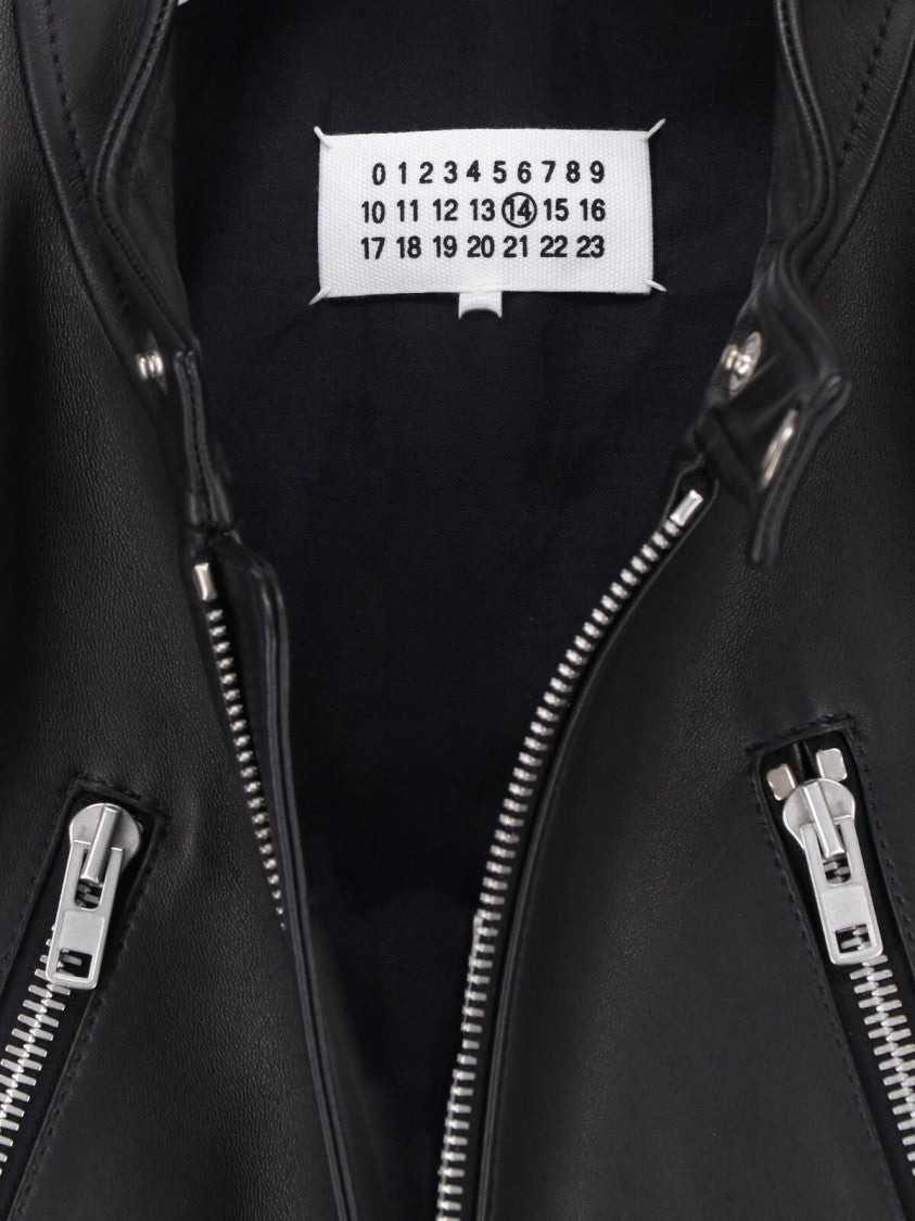 Maison Margiela Black Leather Four Stitches Biker Jacket