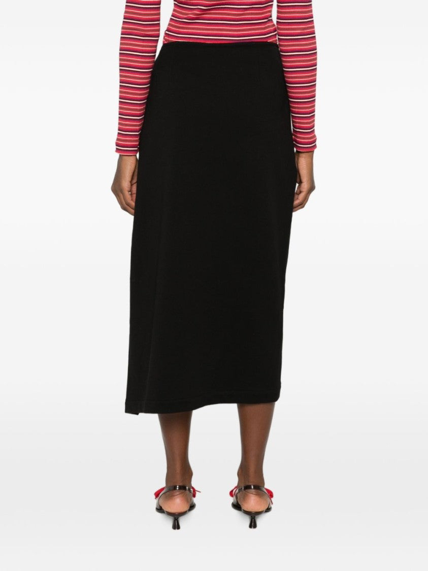 Dries Van Noten Black Draped Front Midi Skirt