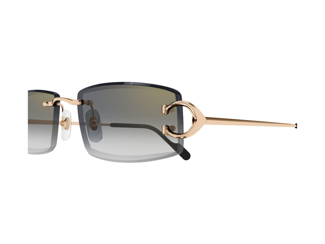 Cartier Gold Ct0465s Gradient Rimless Rectangular Sunglasses