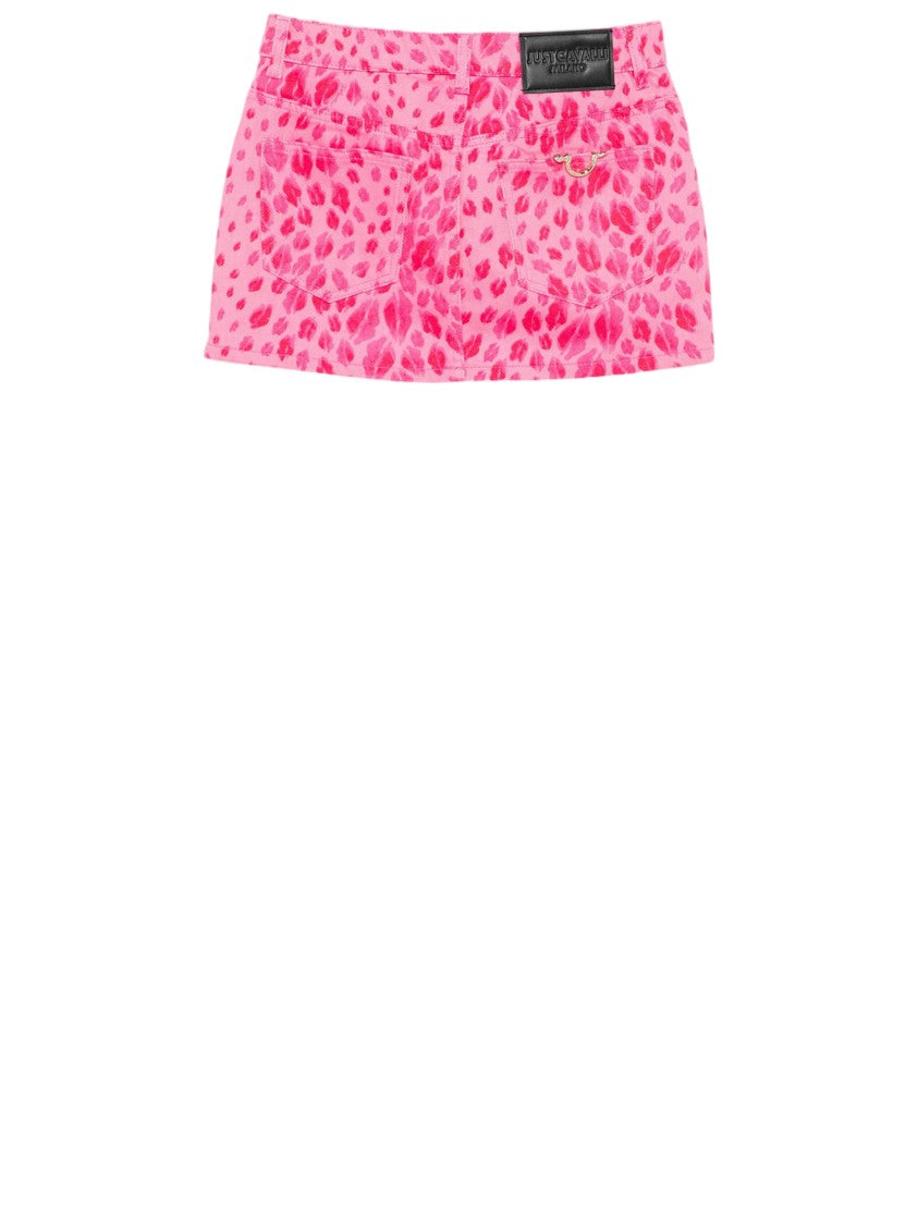 Just Cavalli Vibrant All-Over Printed Cotton Mini Skirt