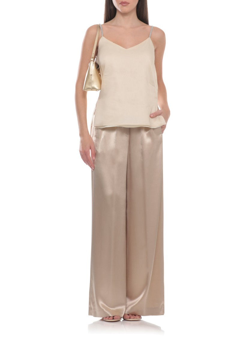 Peserico Aurea Ivory Linen-Blend V-Neck Tank Top