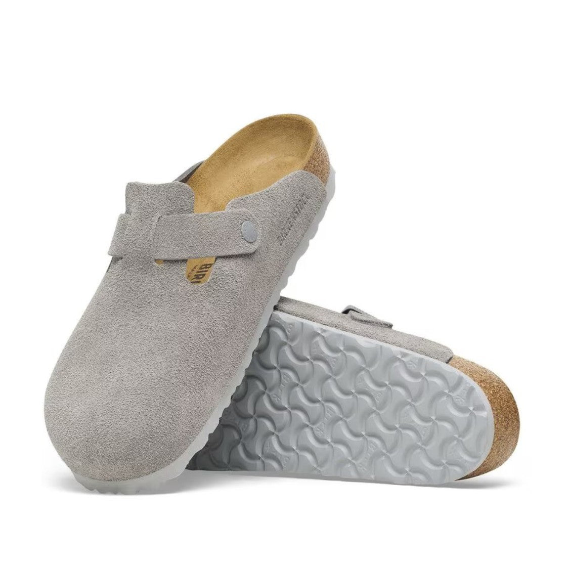 Birkenstock Grey Suede Clogs With Anatomical Footbed