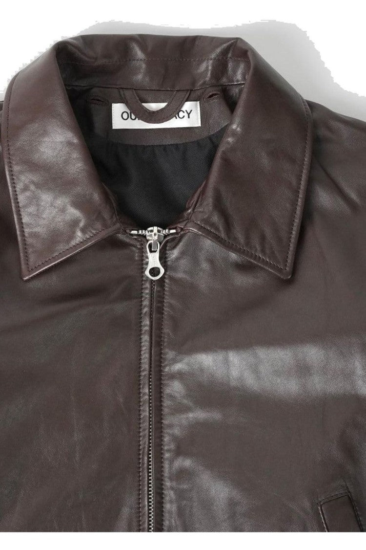 Our Legacy Textured Shearling-Collared Calf Leather Jacket