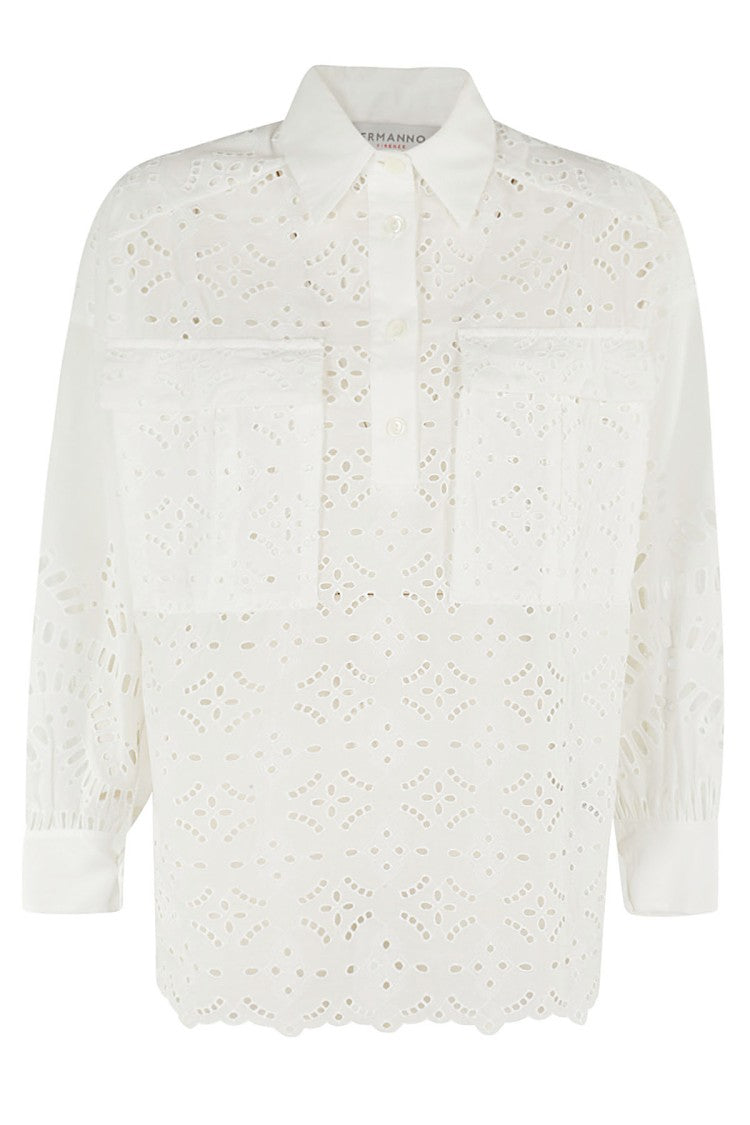Ermanno Firenze Perforated Half Button Shirt