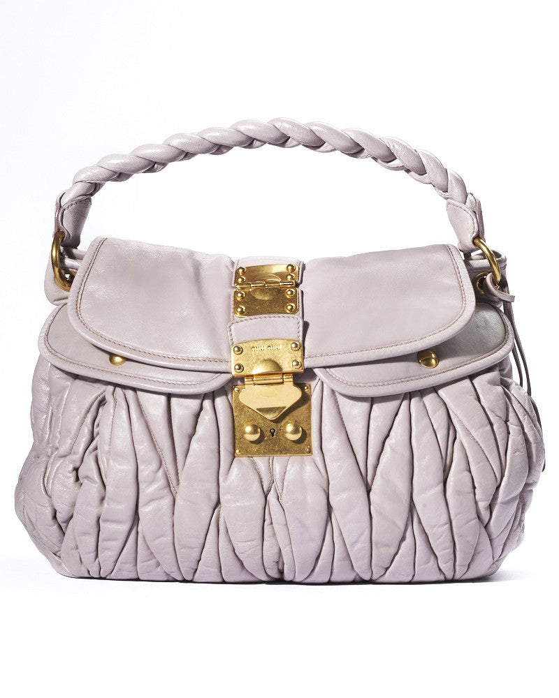 Miu Miu Large Coffer In Lilac Embossed Leather