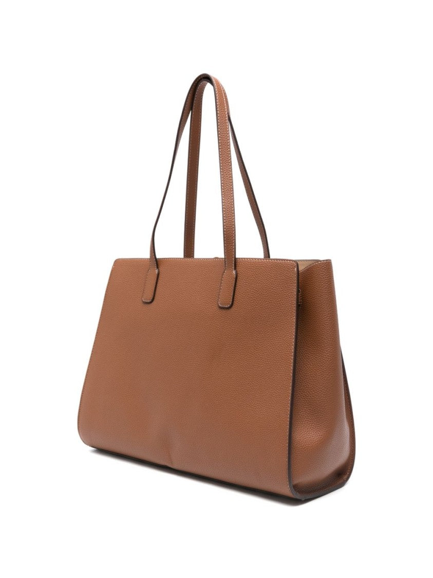 Love Moschino Textured Brown Shopper Bag With Iconic Logo