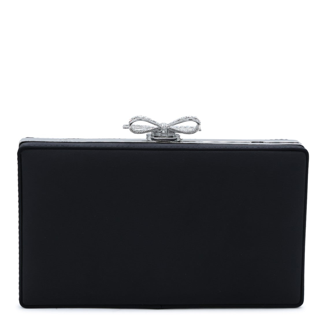 Self-Portrait Silver Chainmail Bow-Detail Clutch Bag