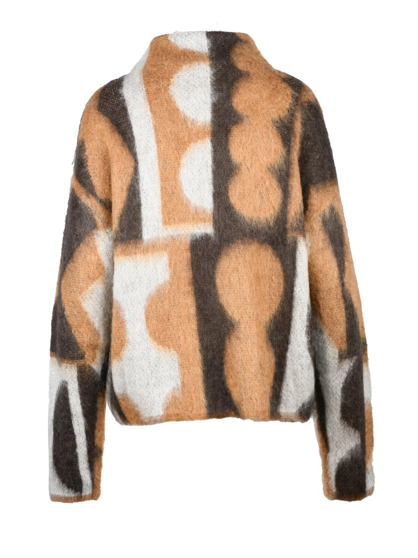 Eloise Renouf X Pennyblack Boxy Cropped Knit Sweater With Geometric Pattern