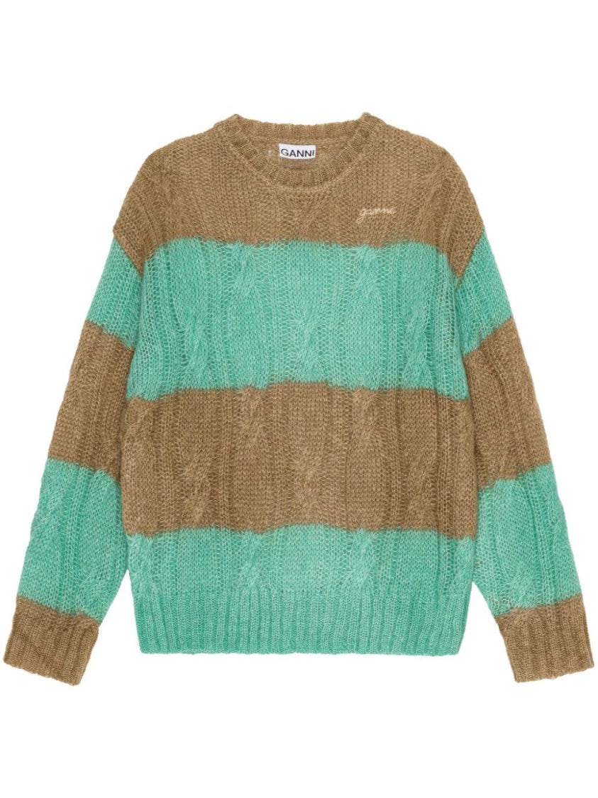 Ganni Striped Cable-Knit Jumper