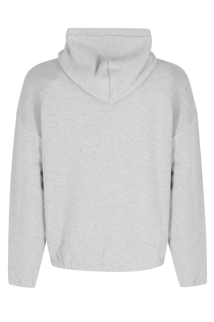Autry Gray Over Hooded Pouch-Pocket Cotton-Blend Sweatshirt