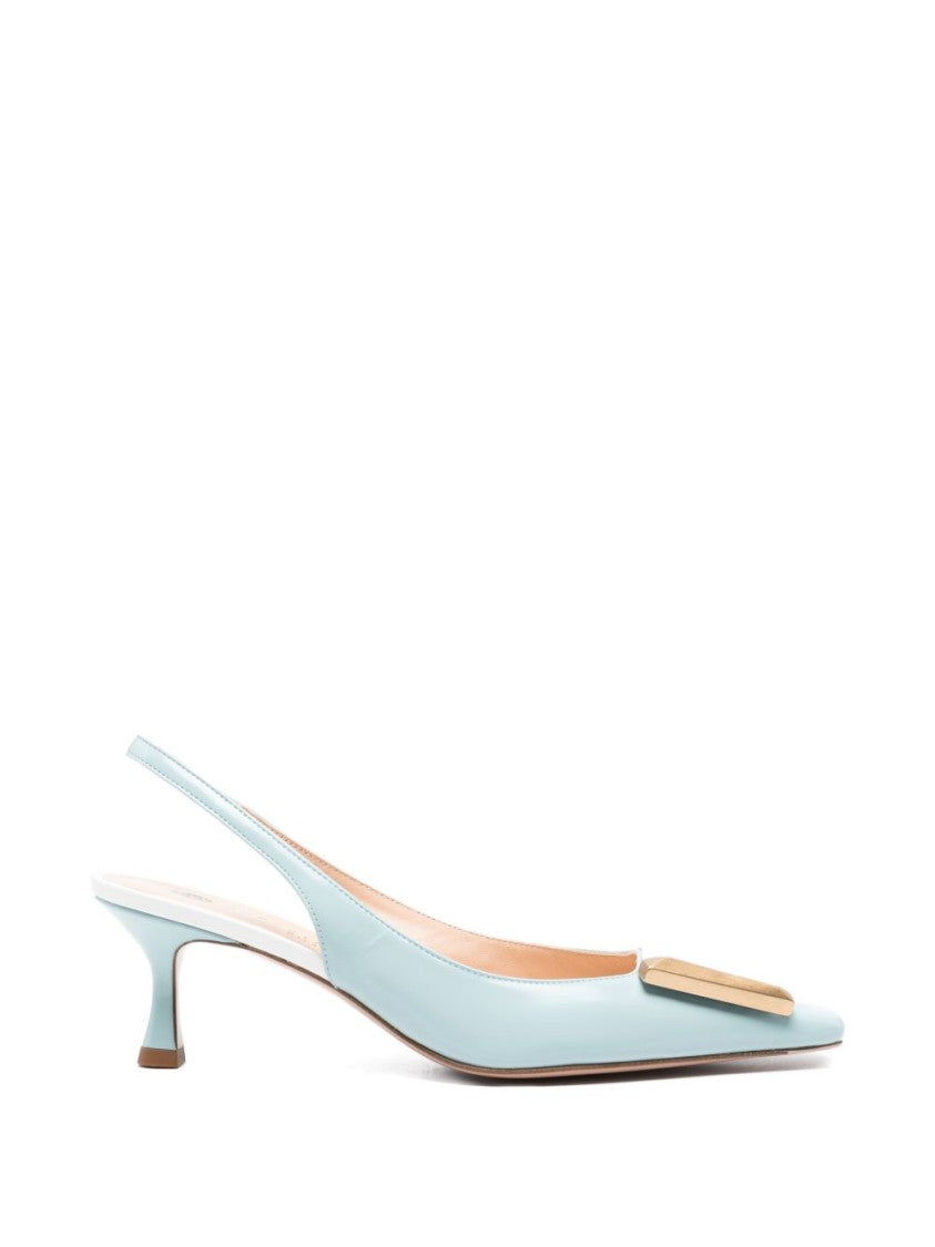 Roberto Festa Light Blue Square Toe Slingback Heels