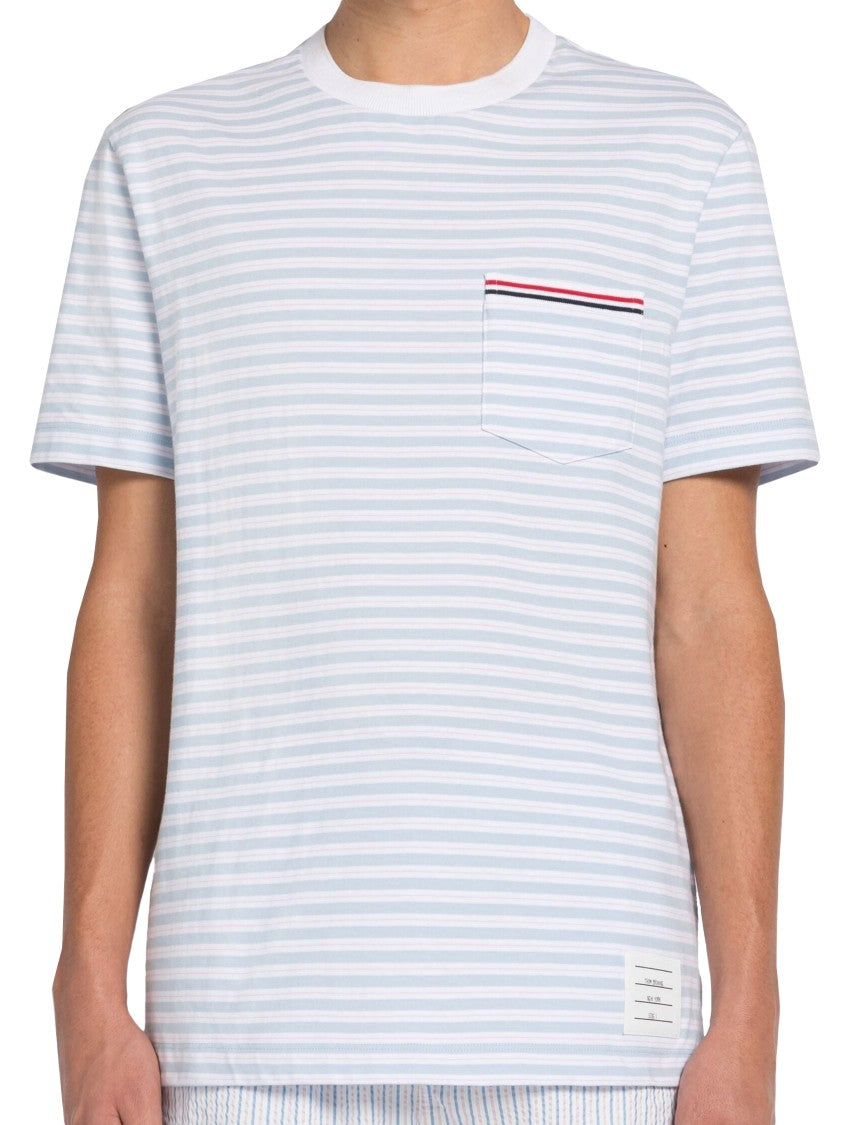 Thom Browne Short-Sleeve T-Shirt With Tricolor Pocket Detail