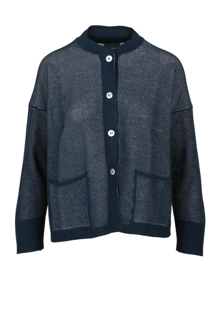 Ambrosio Crew Neck Cardigan - Blue