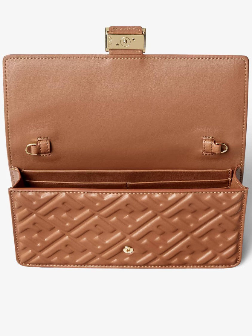 Fendi Rectangular Wallet On Chain With Embossed Geometric Pattern