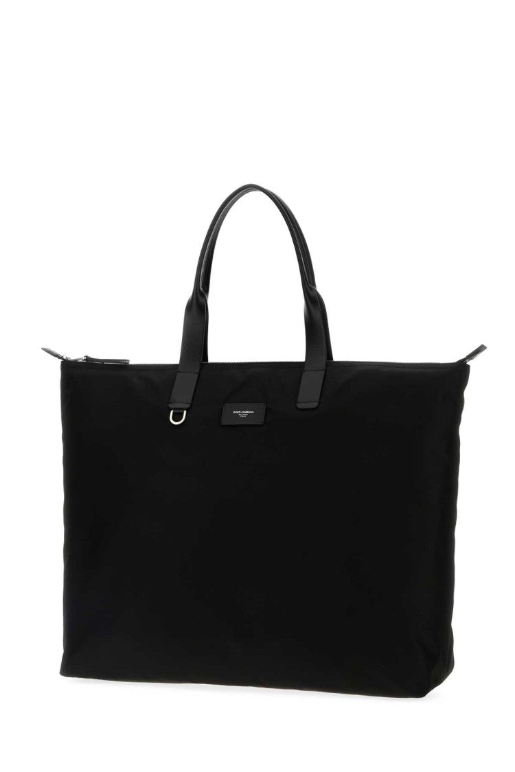 Dolce & Gabbana Black Fabric Large Shopping Bag