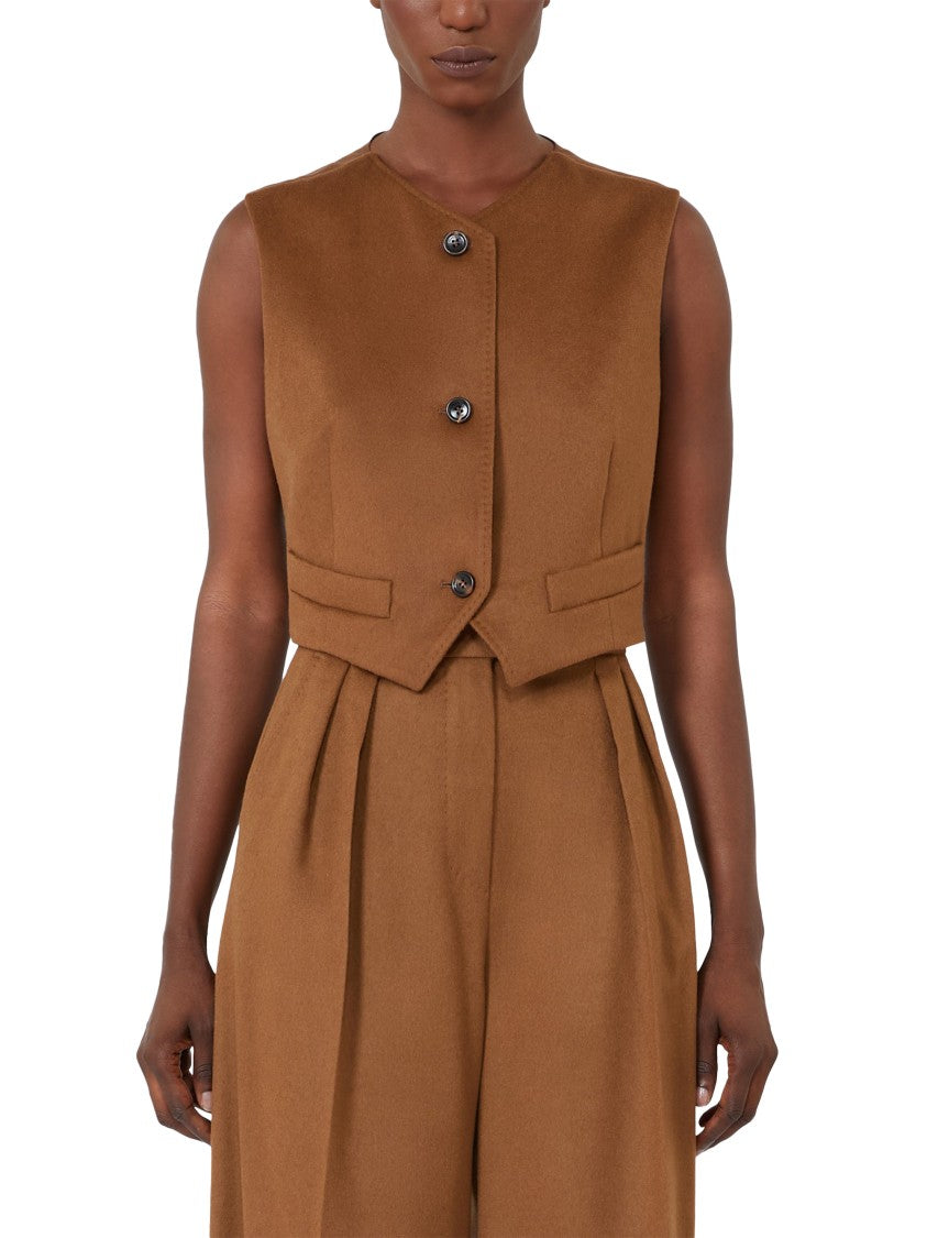 Max Mara Structured Brown Leather Coat With Classic Design