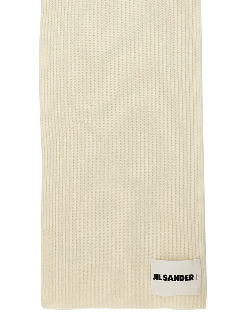 Jil Sander Ribbed Wool Scarf With Subtle Logo Detail