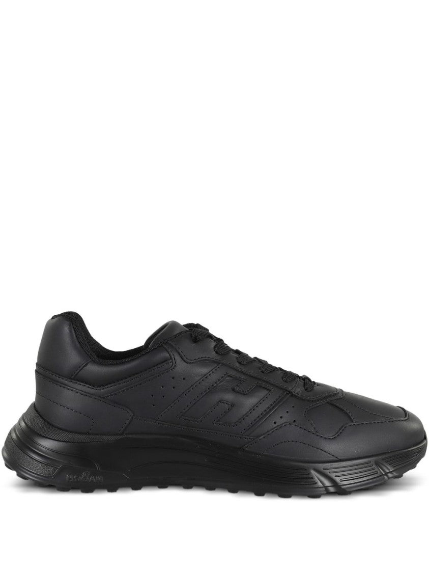 Hogan Streamlined Black Flat Shoes With Lace-Up Closure