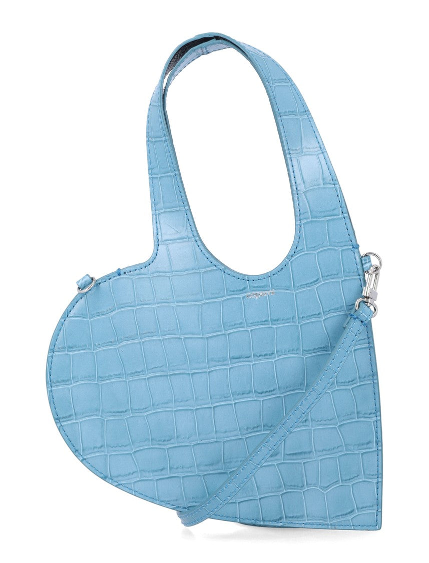 Coperni Heart-Shaped Croc-Embossed Leather Shoulder Bag