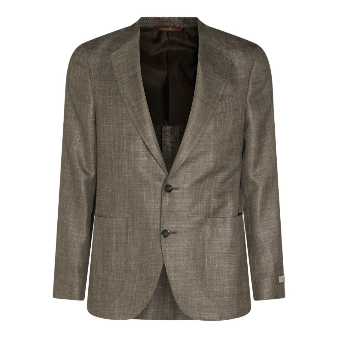 Canali Tailored Brown Blazer With Notch Lapels And Textured Pattern