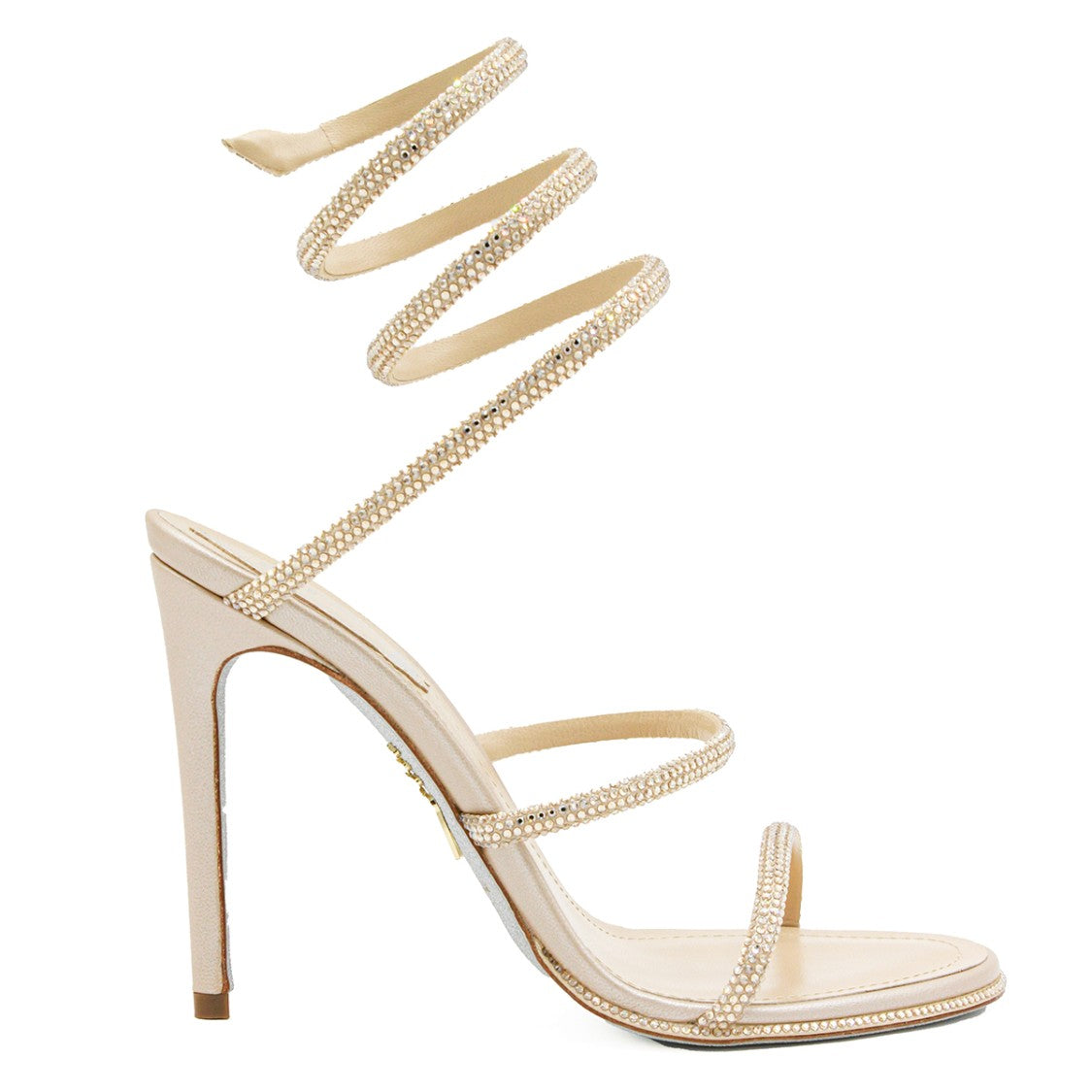 René Caovilla Gold Strass Stiletto Sandals