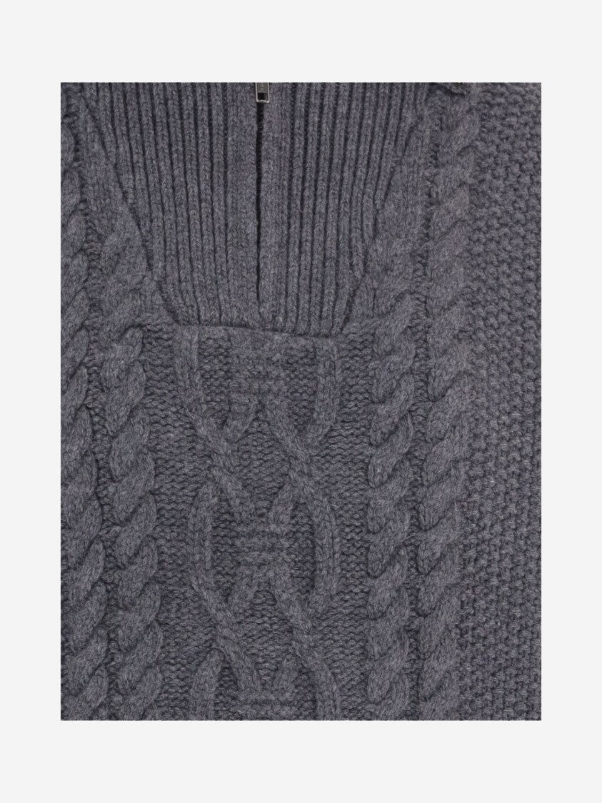 The Garment Wool And Cashmere Sweater With Braided Knit Pattern