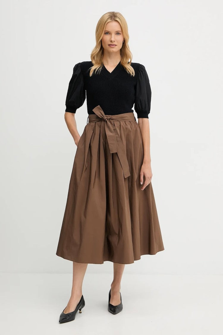 Max Mara Fitted Ribbed Knit Top With Puffed Sleeves